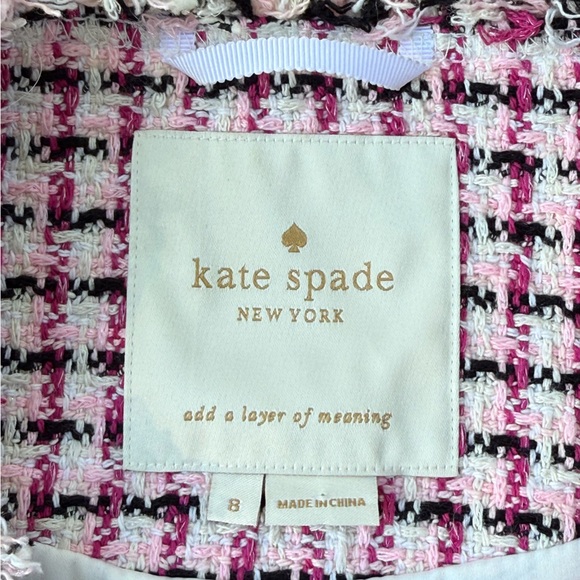 Kate Spade New York cropped tweed peplum blazer with fringe details - size 8 - Picture 2 of 4